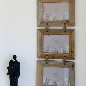 Driftwood style wooden Hanging Photo frames with ropes Landscape & Portrait  4”X6", 5"X7" Nautical Decor New Home Gift Christmas Gift