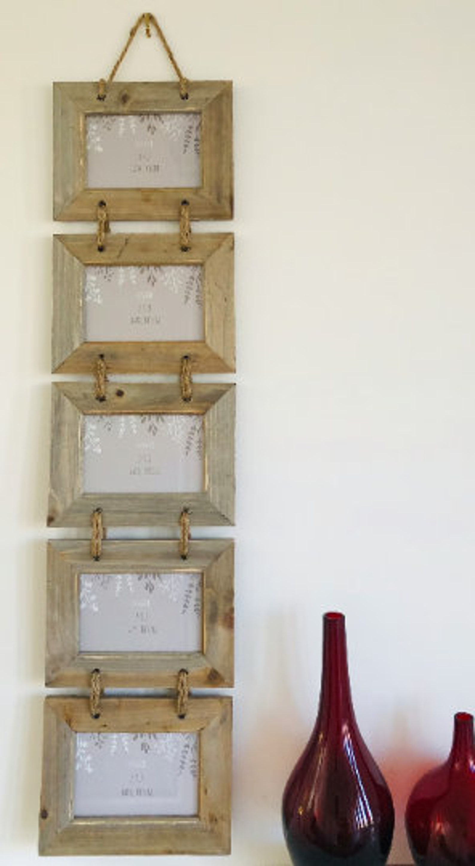 Driftwood Style Wooden Hanging Photo Frames With Ropes - Etsy