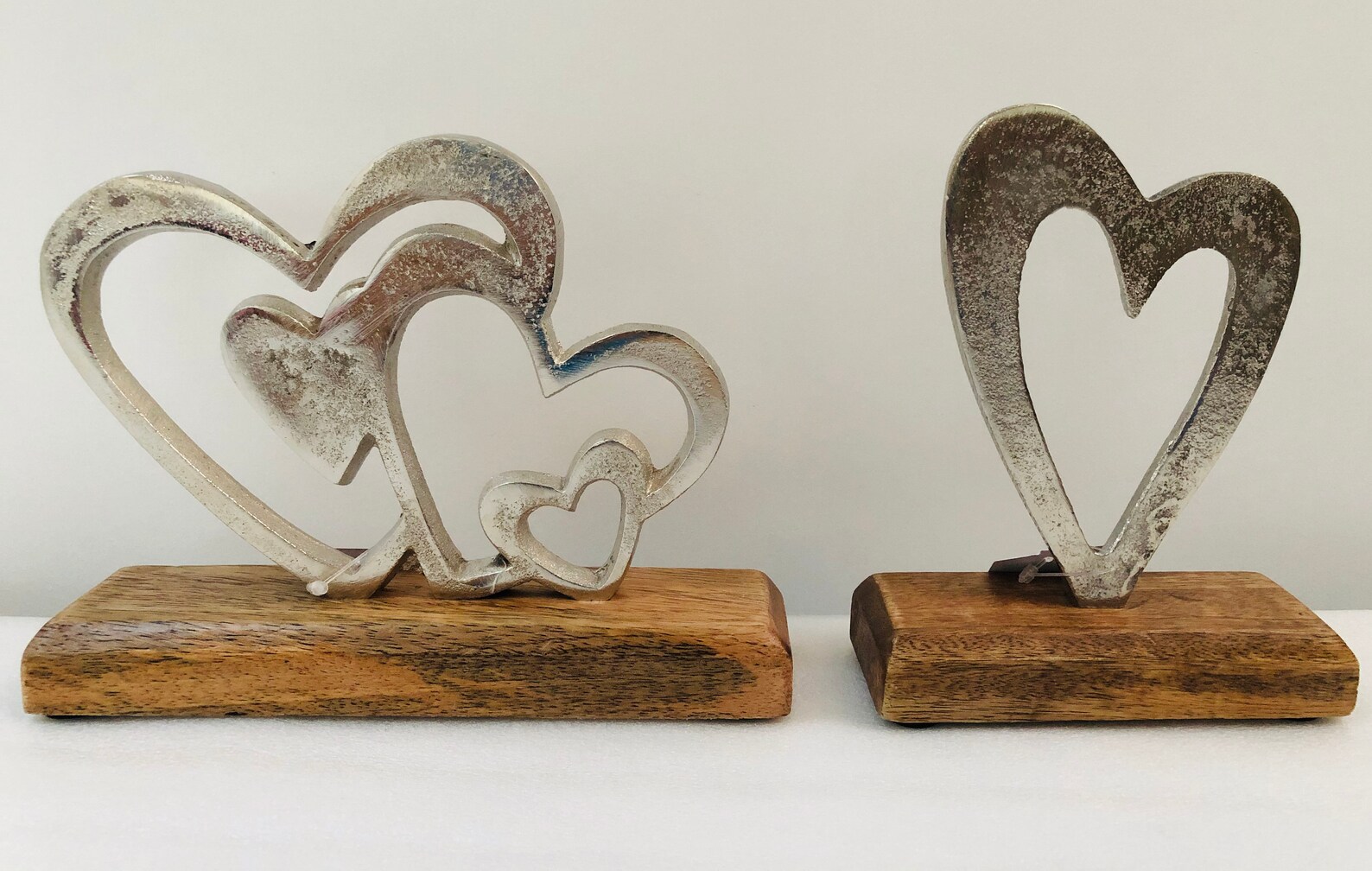Luxurious Silver Heart Sculpture on a Wooden Base Home Decor Etsy UK