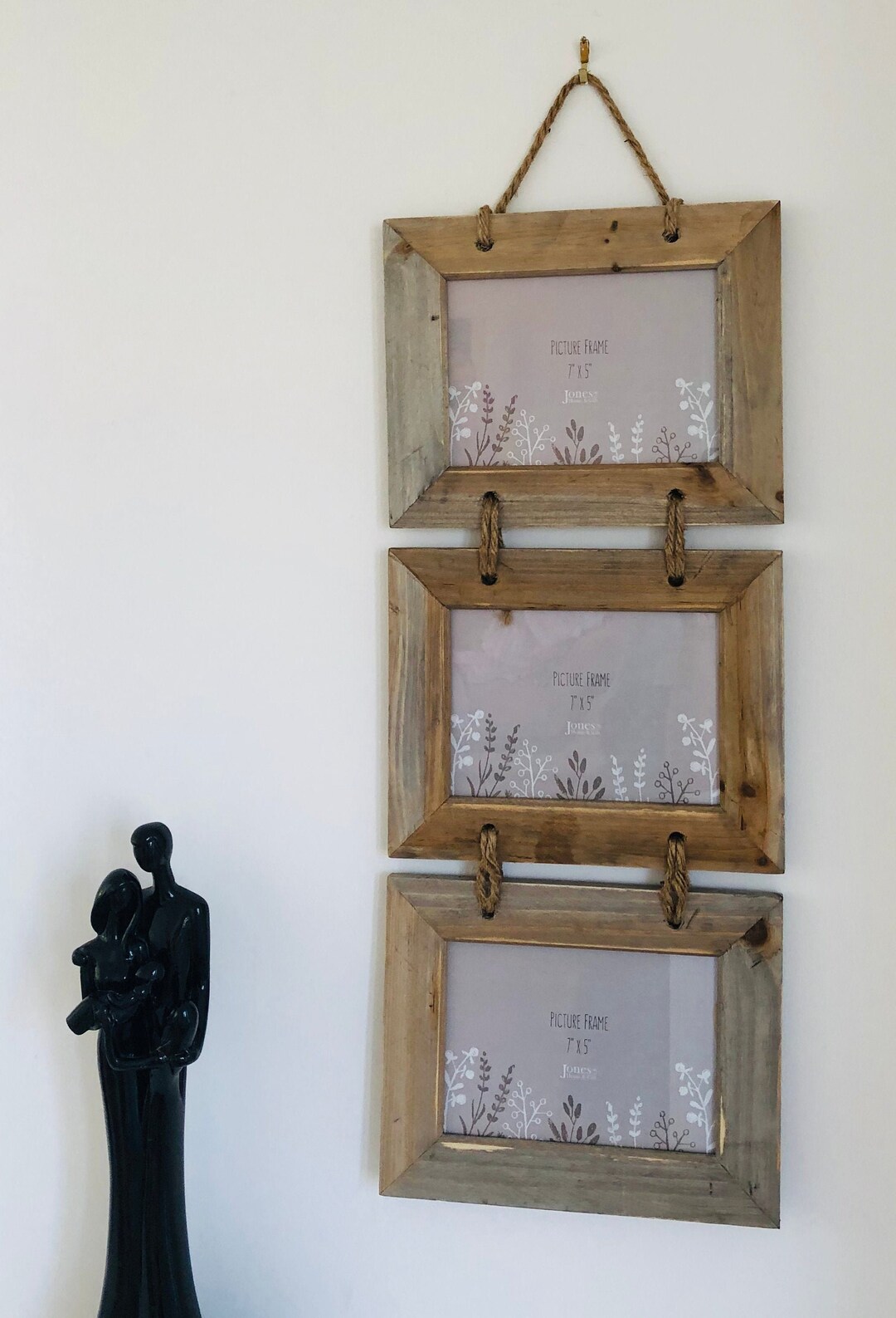 Driftwood Style Wooden Hanging Photo Frames With Ropes Landscape