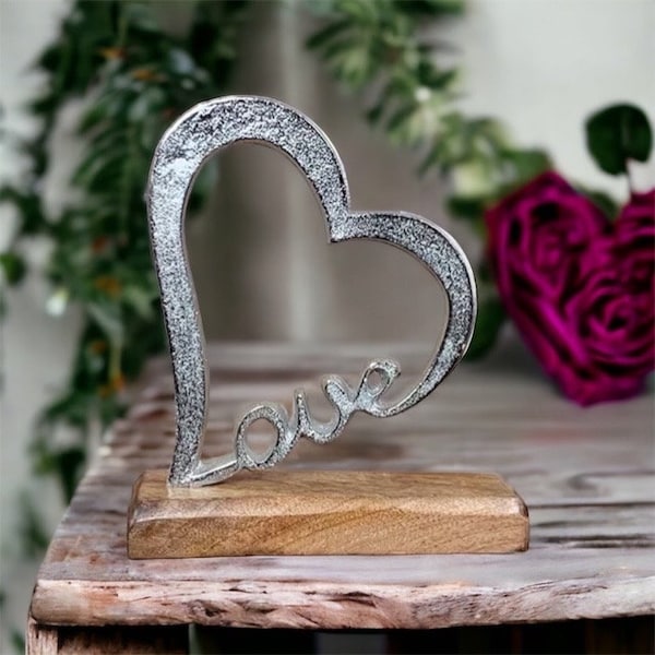 Luxurious Silver Lovers & Hearts Sculpture Couple Ornament Silver Wedding Gift Silver Anniversary 25th Wedding Anniversary Gift for Her/Him