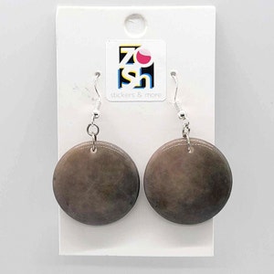 Organic Tagua Nut Earrings Handmade - Gray