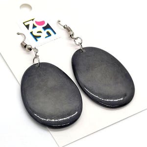Organic Tagua Nut Earrings Handmade - Gray