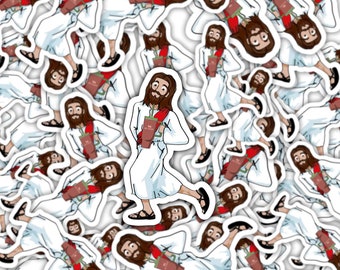 Jesus getting hydrated Stanley Traveler Quencher Sticker