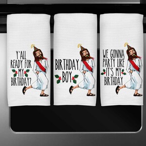 Jesus Birthday Christmas Tea Towels Waffle Towels