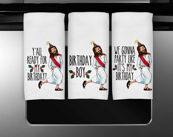 Jesus Birthday Christmas Tea Towels Waffle Towels