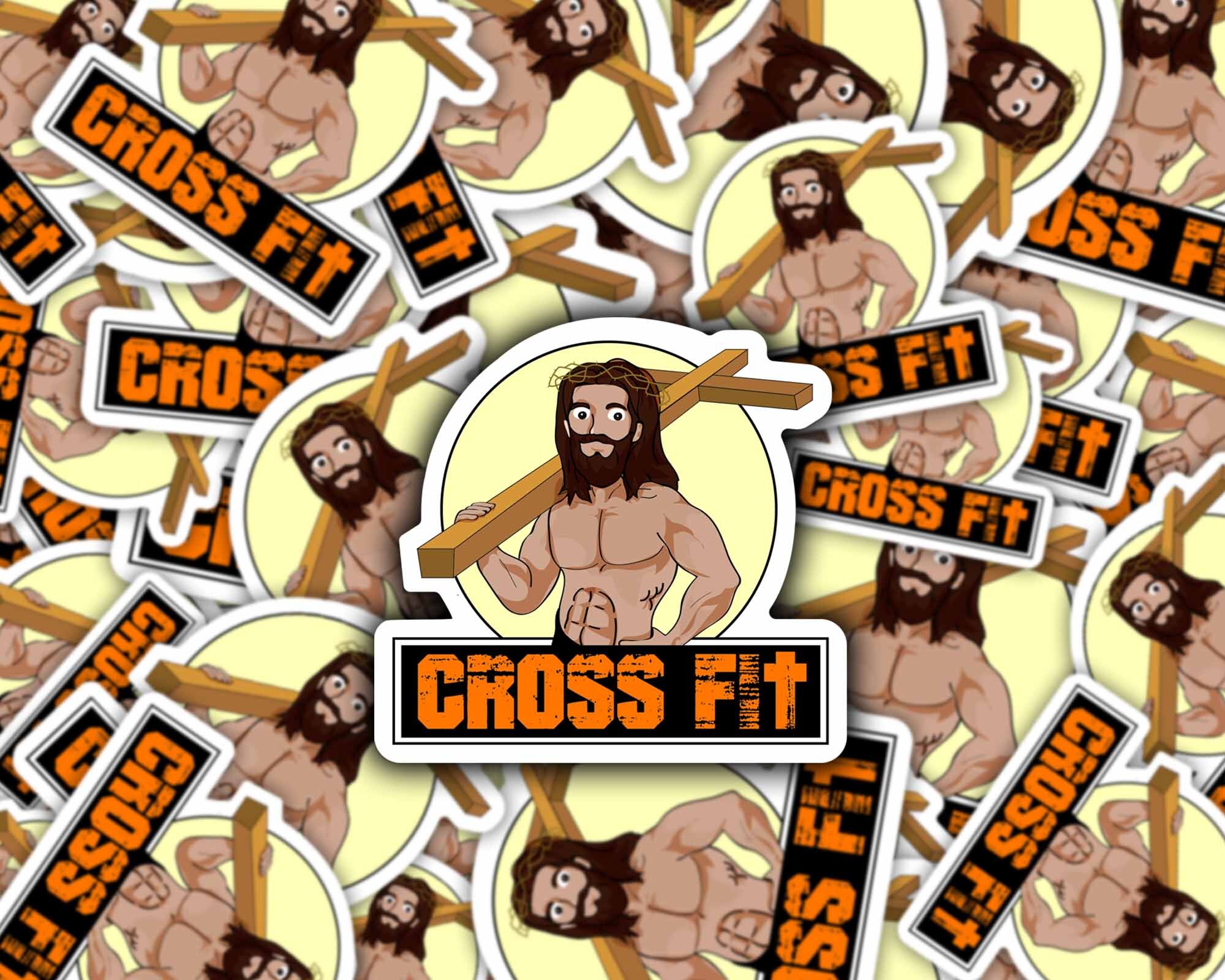 Cross Fit Jesus Sticker / Fridge Magnet