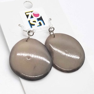 Organic Tagua Nut Earrings Handmade - Gray