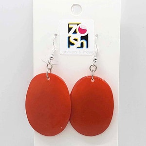 Organic Tagua Nut Earrings Handmade -  Orange