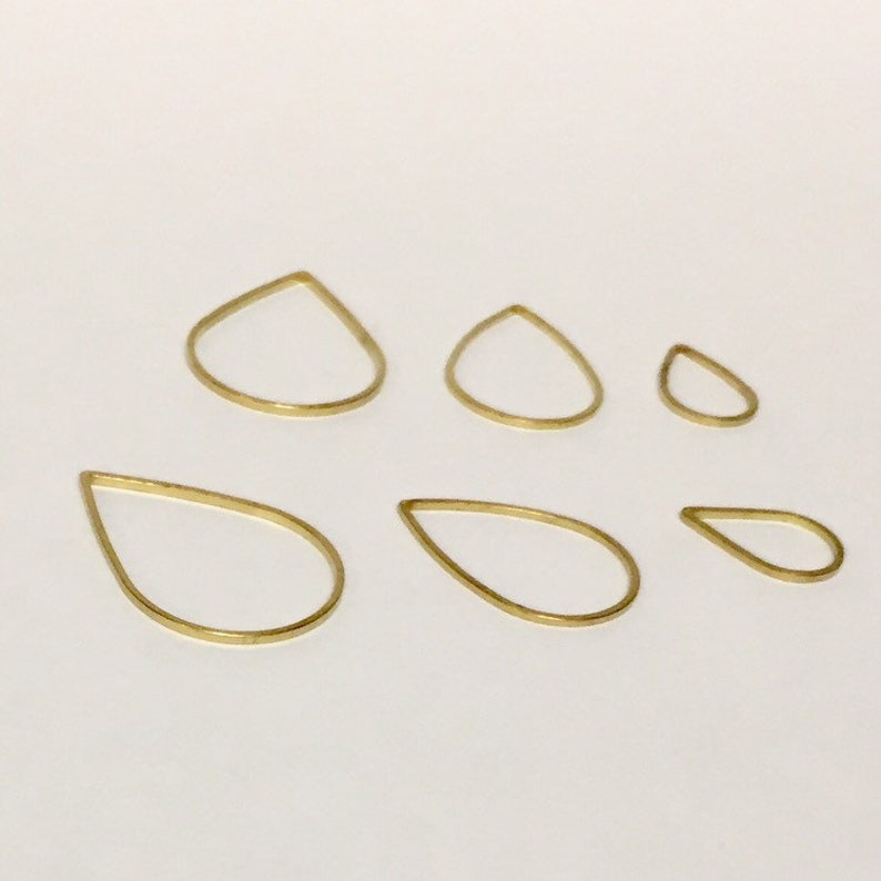 Thin Metal teardrop rings 11x16mm 22x31mm single rings Micromacrame rings - set of 2 17x25mm Macrame metal rings