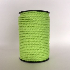 Lime green Macrame Cord 10m / 25m / 50m Natural fiber Cotton rope Macrame 100% Cotton 3 Strand twisted string 5mm