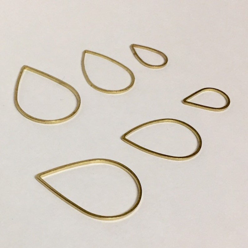 Thin Metal teardrop rings 11x16mm 22x31mm single rings Micromacrame rings - set of 2 17x25mm Macrame metal rings