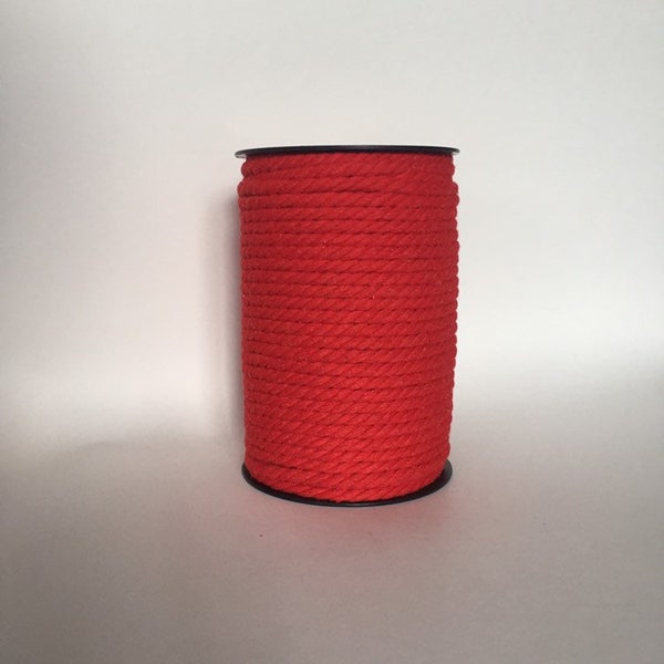 5mm Red Macrame Cord 10m / 25m / 50m Natural fiber Cotton rope Macrame 100% Cotton 3 Strand twisted string