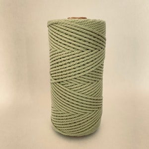 Light green Macrame Cord 3MM - 10m / 35m / 100m Natural fiber Cotton rope Macrame 100% Cotton 3 Strand twisted string