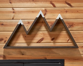 Chestnut Large Wood Shelf | Mountain Shelf W/ Snow | Blue Pine | Alter Shelf | Wall Décor | Colorado | Recycled | Home Décor  | Wall storage