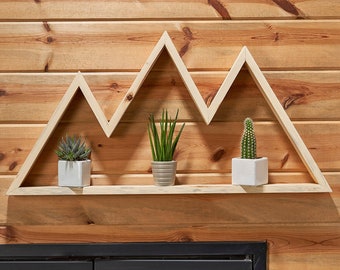 Natural Large Wood Shelf | Mountain Shelf With Snow | Blue Pine | Alter Shelf | Wall Décor | Colorado | Home Décor  | Wall storage