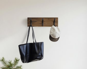 Custom Reclaimed Wood Distressed Coat Rack | Farmhouse Style Towel Hanger
