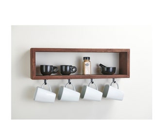 Floating Coffee Mug Shelf | Kitchen organization | Wood Shelf | Coffee Nook | Kitchen Decor | Holiday Entertaining | Rustic Display