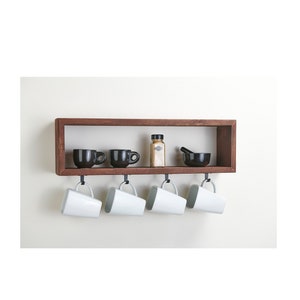 Floating Coffee Mug Shelf | Kitchen organization | Wood Shelf | Coffee Nook | Kitchen Decor | Holiday Entertaining | Rustic Display