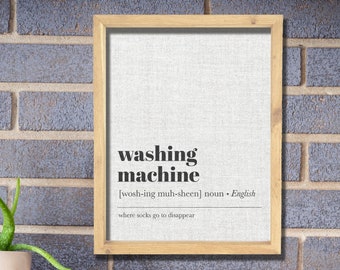 Rough Cut Wood Framed Wall Art | Bathroom Decor | Word Art | Rustic Decor | Canvas Art | Farmhouse Sign | Washing Machine