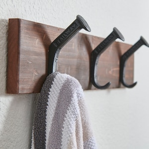 Western Towel & Coat Hanger | Railroad Spike | Towel Rack | Western Home Decor | Rustic Coat Rack | Towel rack | Western Decor | Chestnut