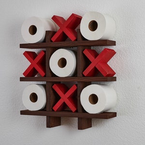 Natural or Chestnut Bath Tic Tac Toe Bath Roll Holder Tic Tac Toe Bath Room Decor Bath Room Organization image 6