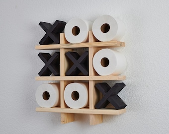 Natural or Chestnut Bath Tic Tac Toe | Bath Roll Holder | Tic Tac Toe | Bath Room Decor | Bath Room Organization |