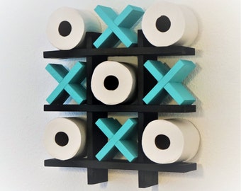 Black stained Bath Tic Tac Toe | Bath Roll Holder | Tic Tac Toe | Bath Room Decor | Bath Room Organization