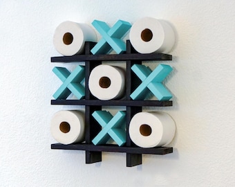 Black stained Bath Tic Tac Toe | Bath Roll Holder | Tic Tac Toe | Bath Room Decor | Bath Room Organization