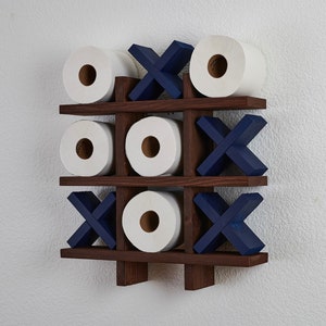 Natural or Chestnut Bath Tic Tac Toe Bath Roll Holder Tic Tac Toe Bath Room Decor Bath Room Organization image 7