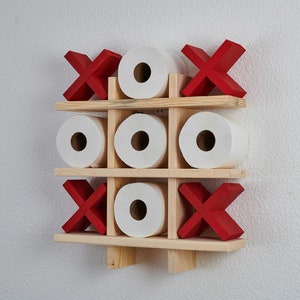 Natural or Chestnut Bath Tic Tac Toe Bath Roll Holder Tic Tac Toe Bath Room Decor Bath Room Organization image 4