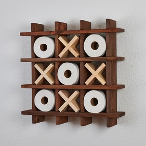 Large Chestnut Toilet Paper Holder | Tic Tac Toe | Bath Room Décor | Bath Room Organization