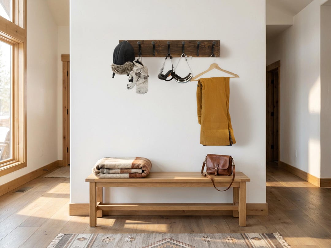 Reclaimed Wood Coat Rack | Distressed Farmhouse Hooks, Old World Decor ...