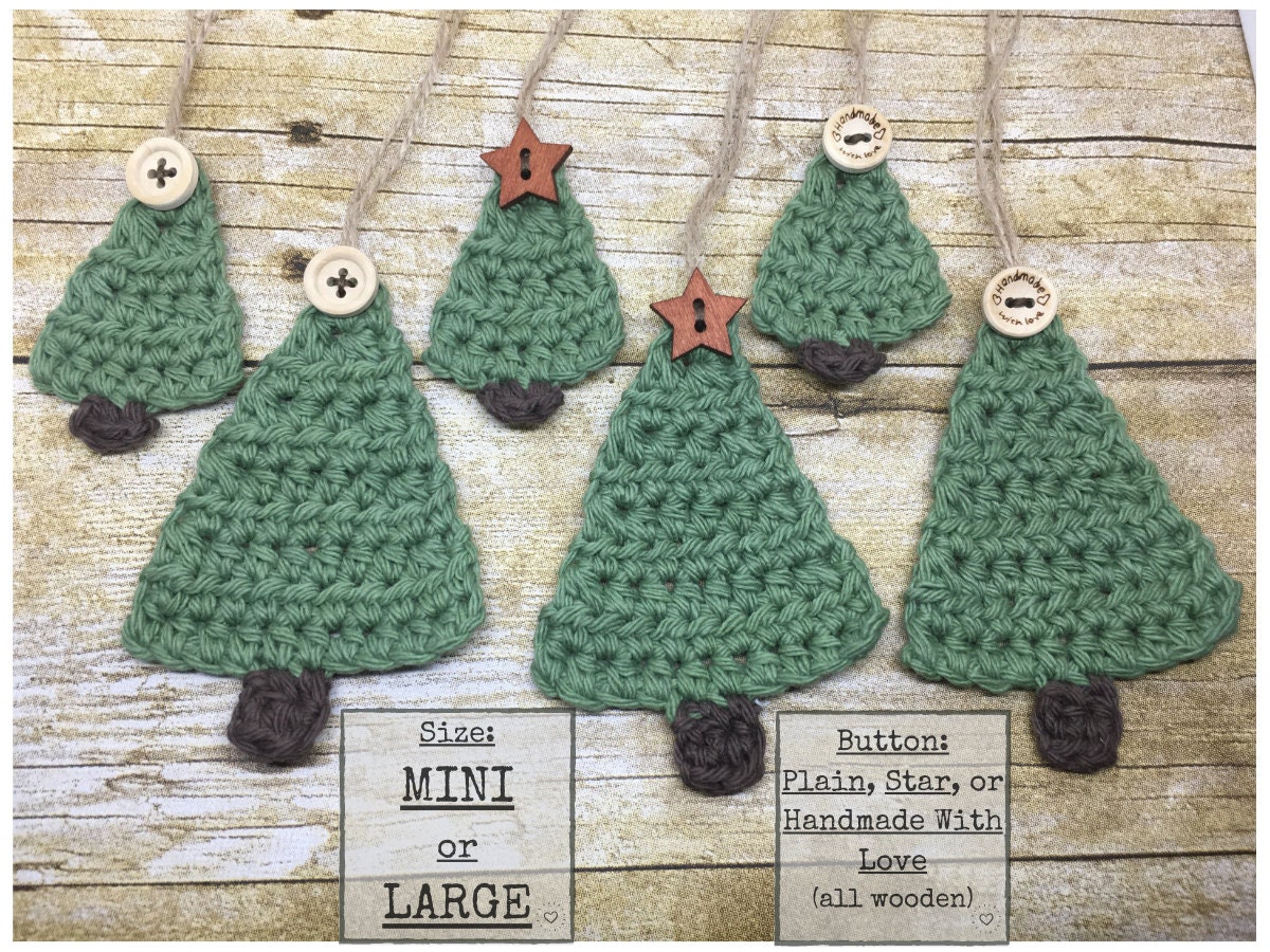 Crochet Christmas Tree Ornaments set of 6/treeshaped Christmas