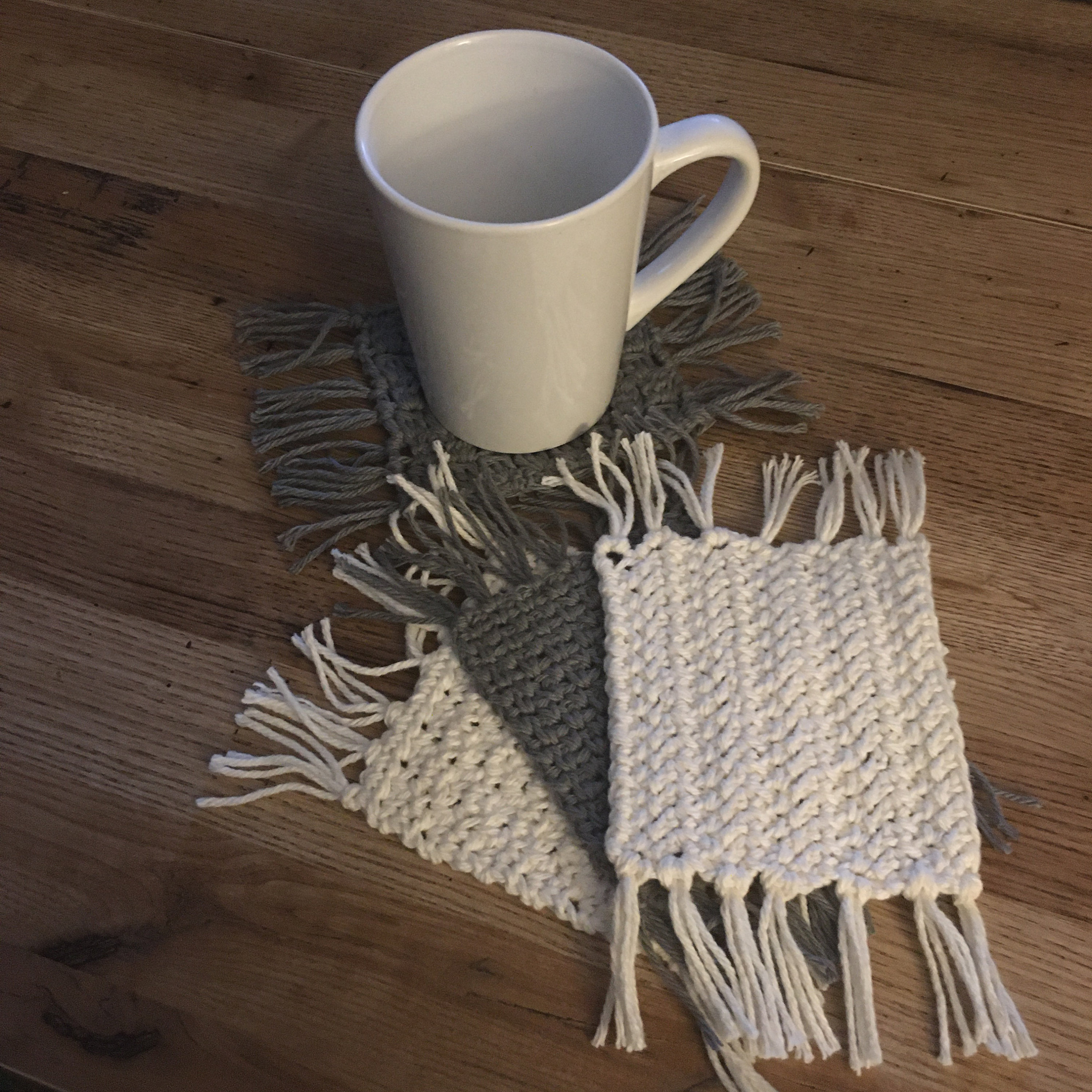 Custom Set of 4 Crochet Mug Rugs, Solid Textured Crochet Coasters, Boho