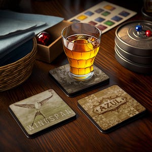 Board Game Drink Coasters Set - Customizable - Any game