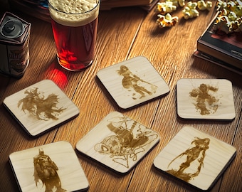 Super Hero Drink Coasters Set - Customizable - Any Character