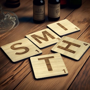 WordGame Drink Coasters Set - Customizable - Any letters