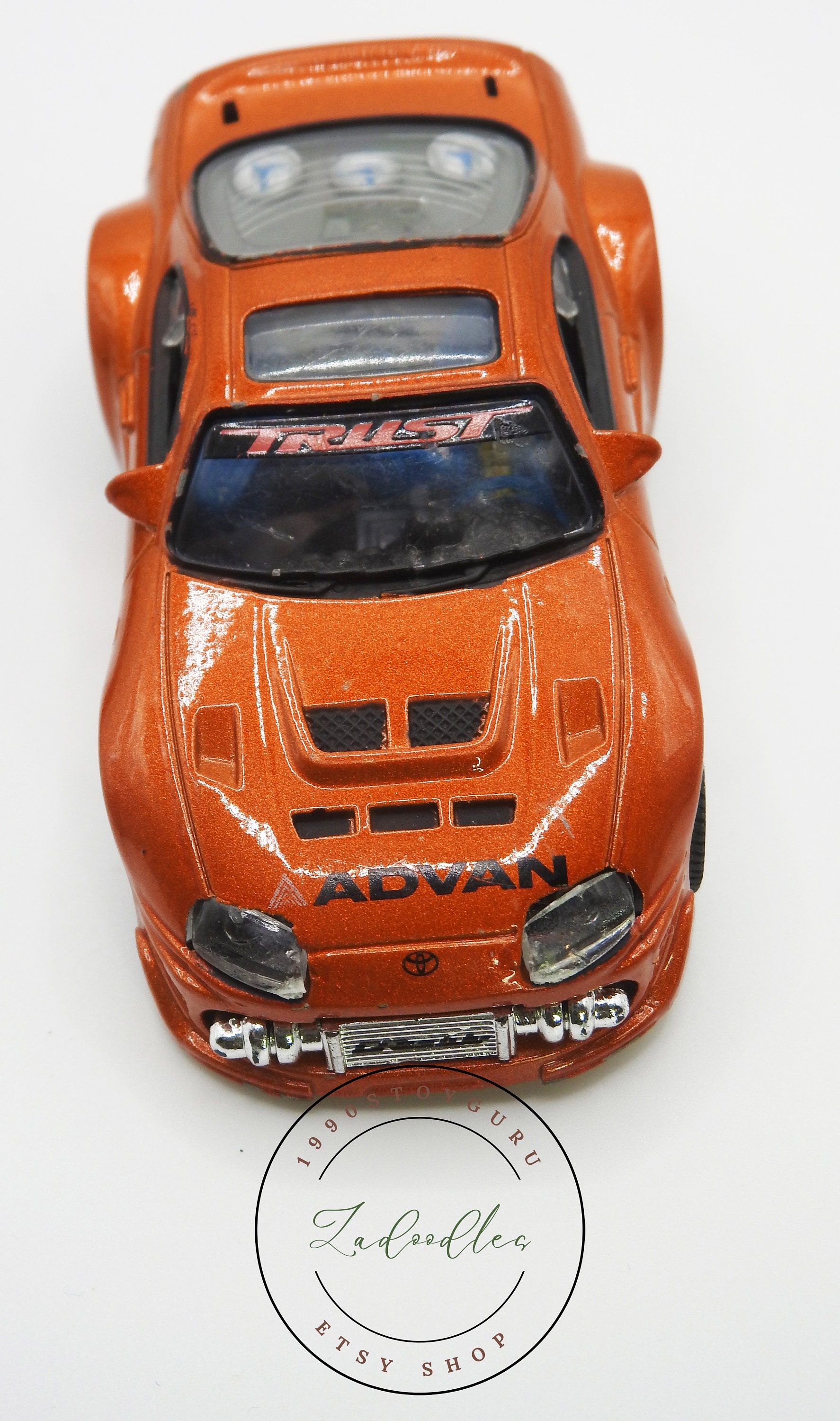 Set of 2 Kentoys 2003 Toyota Supras - Fire Engine Red & Rust