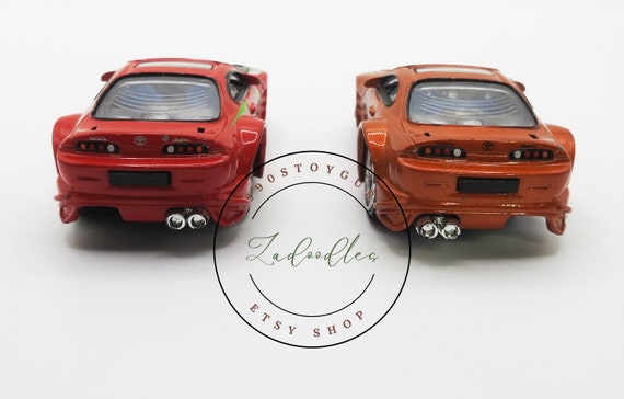 Set of 2 Kentoys 2003 Toyota Supras - Fire Engine Red & Rust