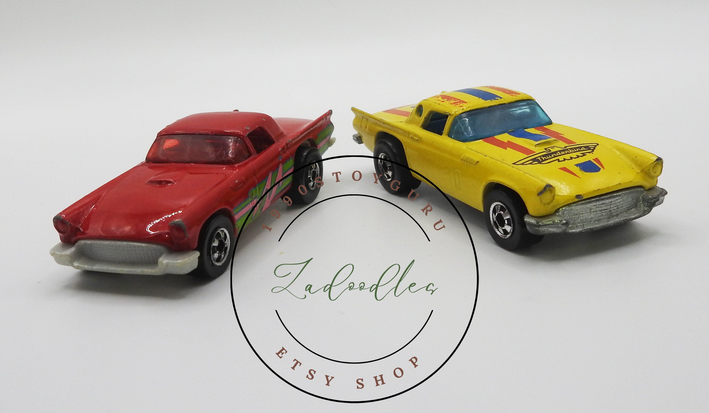 Vintage Hot Wheels Set - '57 T-bird Yellow & 1977 Ford Thunderbird