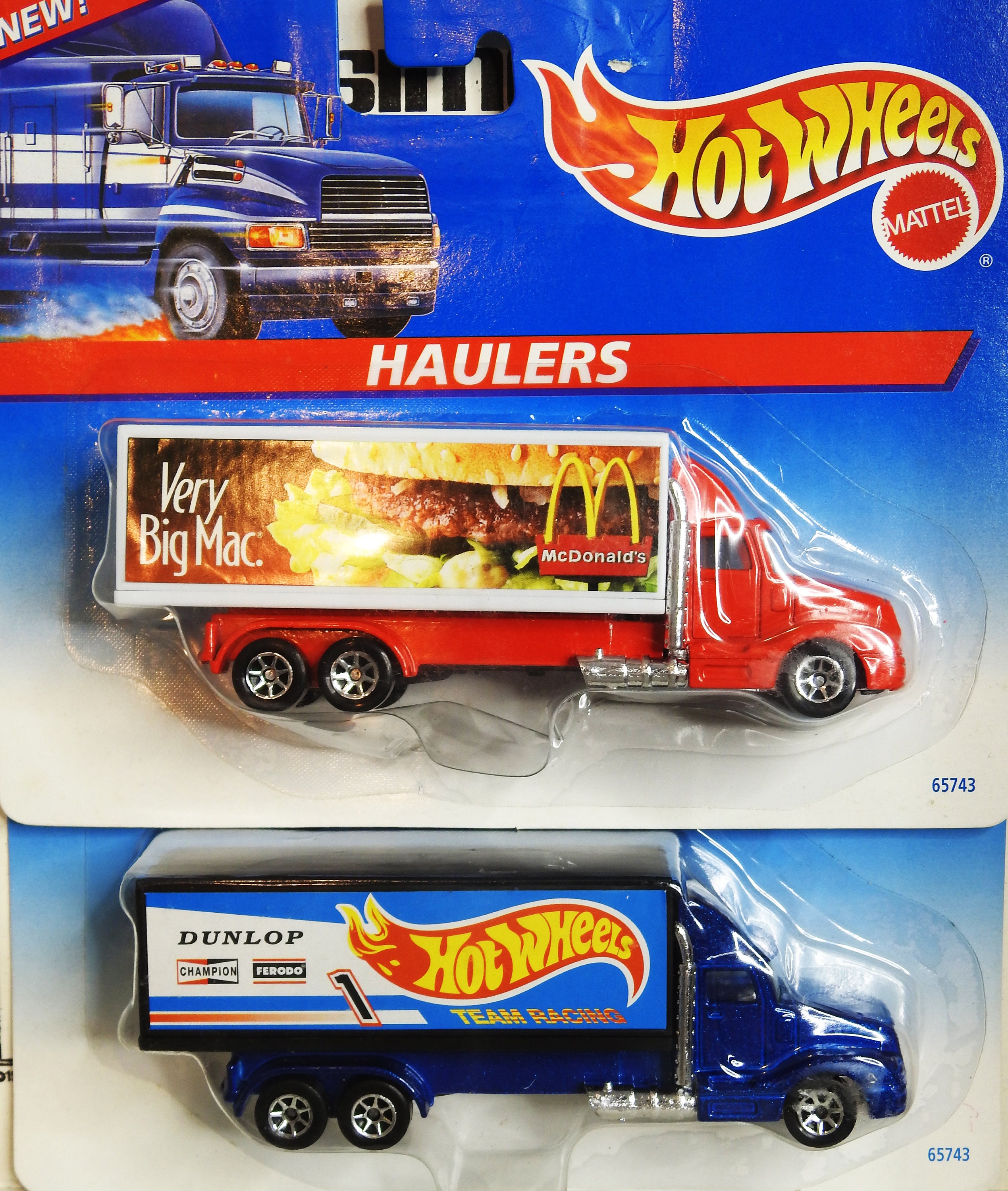 1996 Hot Wheel Haulers Duo: Mcdonald's 'very Big Mac' & Dunlop