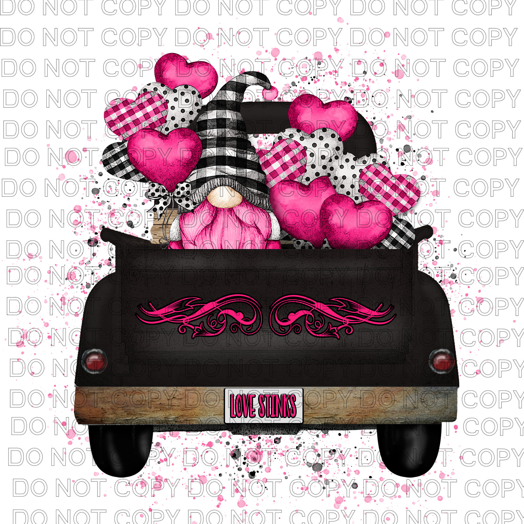 Valentine Truck Gnomes Ready to Press Sublimation Transfer