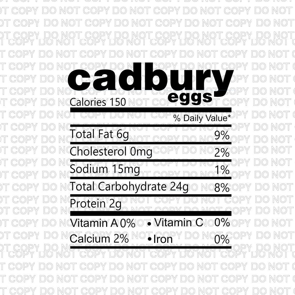 Cadbury Eggs Nutrition Facts Ready to Press Dye Sublimation Etsy