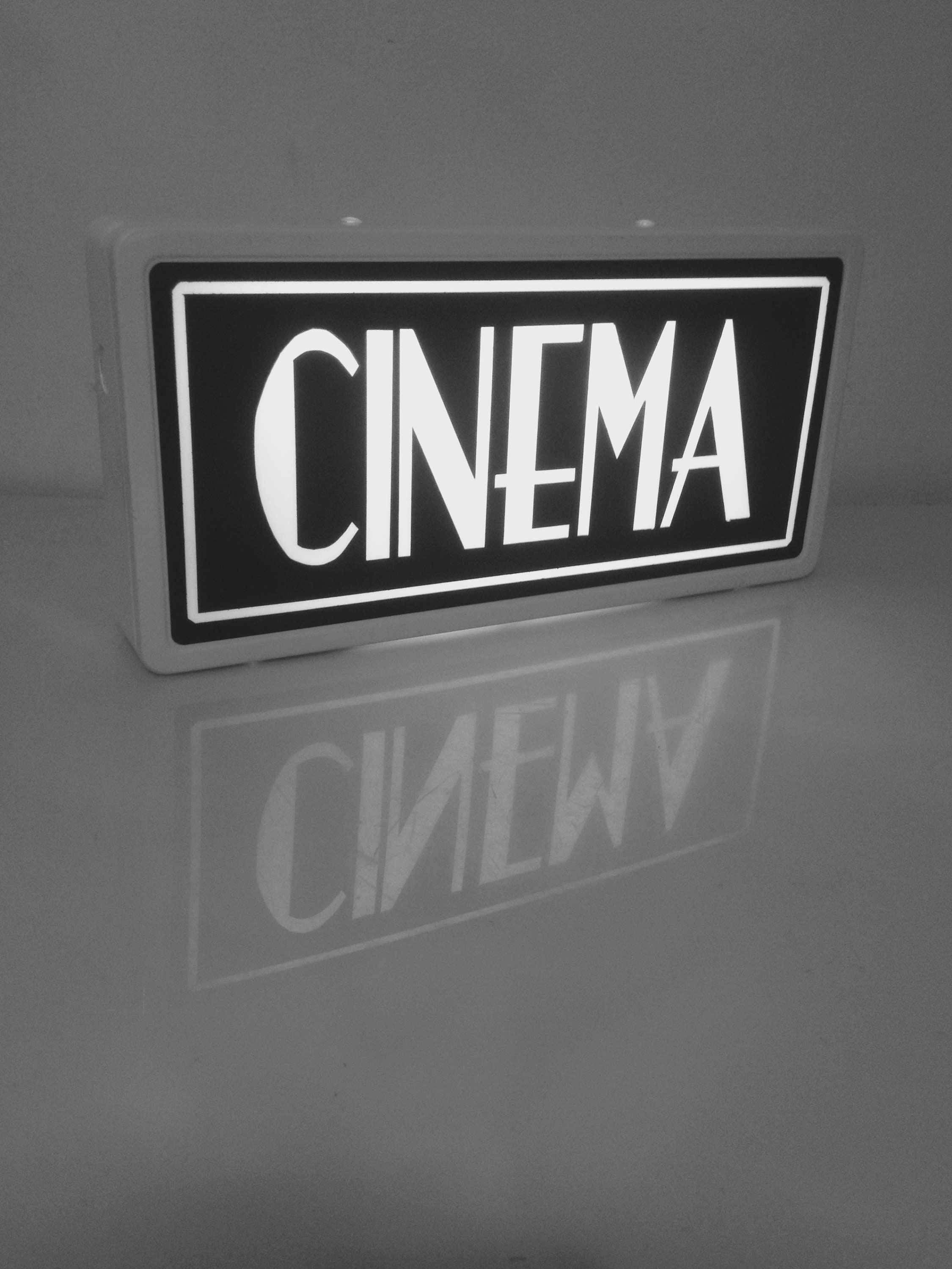Cinema Illuminated Sign Light Art Deco Vintage Style Wall Art Black