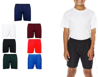 Boys Girls Back to School Shadow Stripe PE Summer Shorts Elastic Waist bottom for Kids in Size 3-12 Years