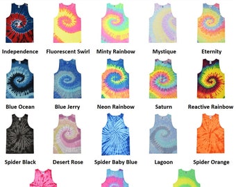 Tie Dye Tank Tops Erwachsene Größen (S M L XL 2XL 3XL) Unisex 100 % Baumwolle