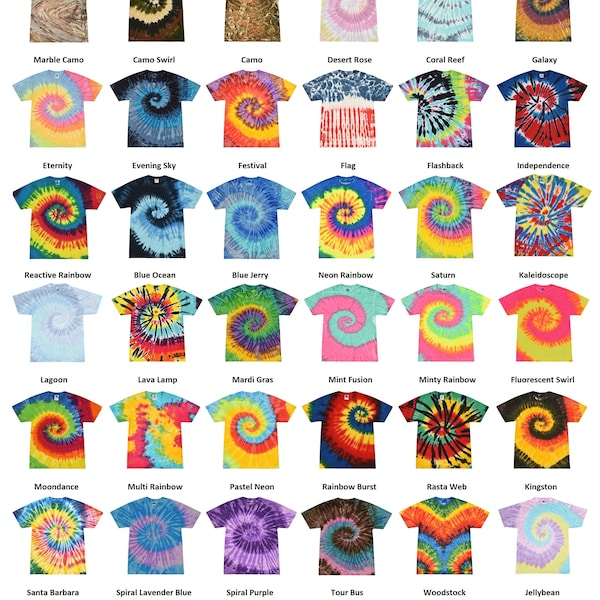 Tie Dye Shirt Adult Sizes (S M L XL 2XL 3XL) Unisex 100% Cotton