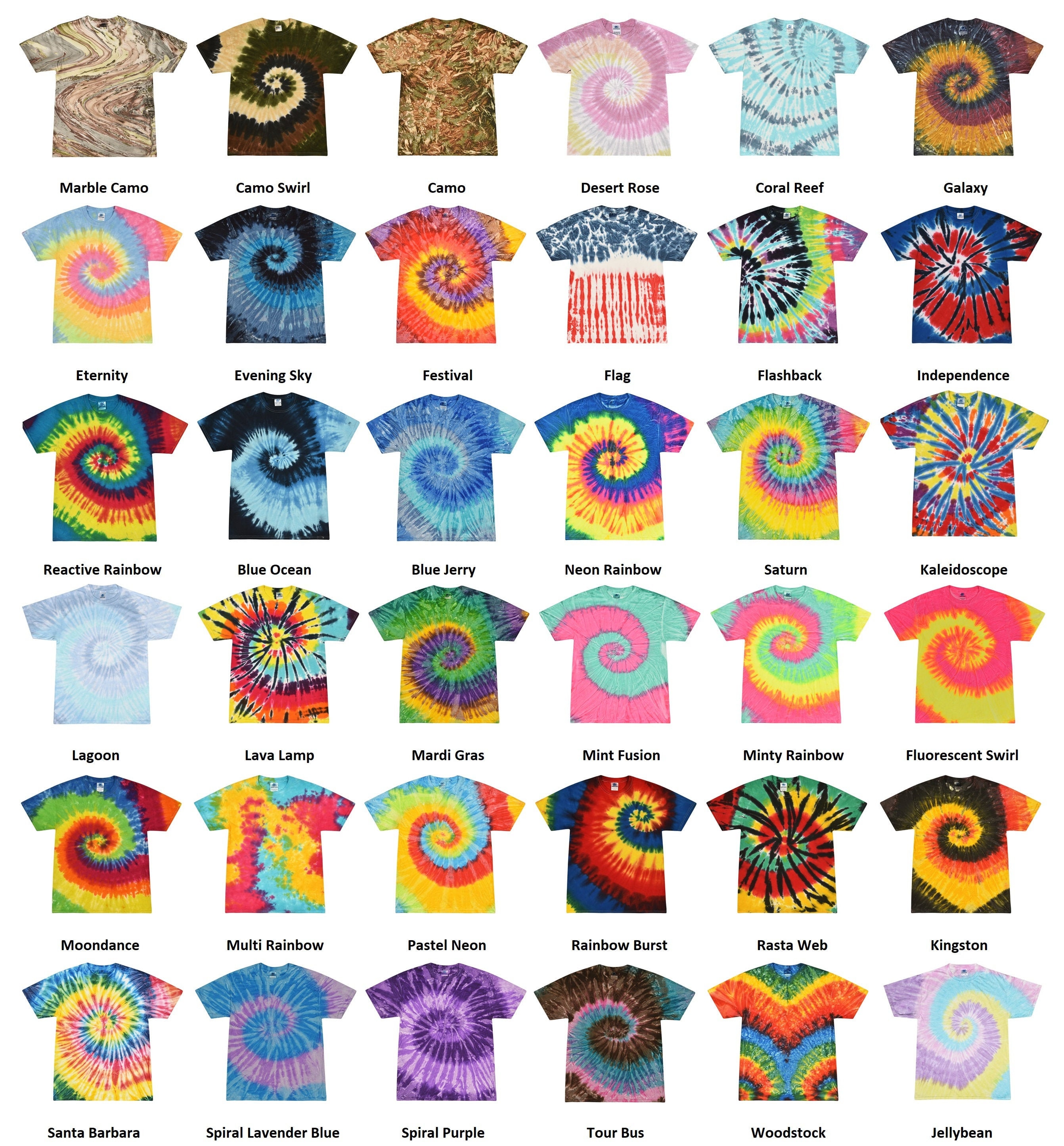 Tie Dye Shirt Kids Youth Sizes Unisex 100% Cotton 