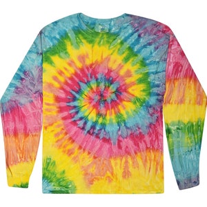 Tie Dye Shirt Long Sleeve Adult Sizes S M L XL 2XL 3XL Unisex 100% ...